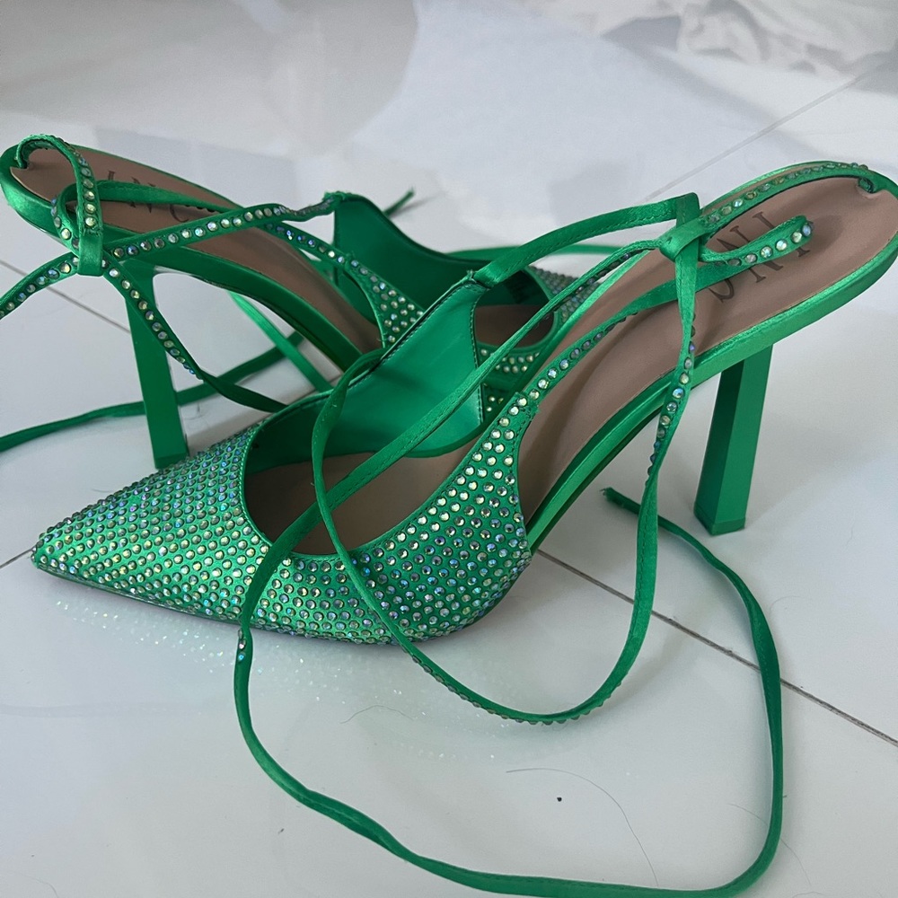 I.N.C Lace Up Green Heels Size 8